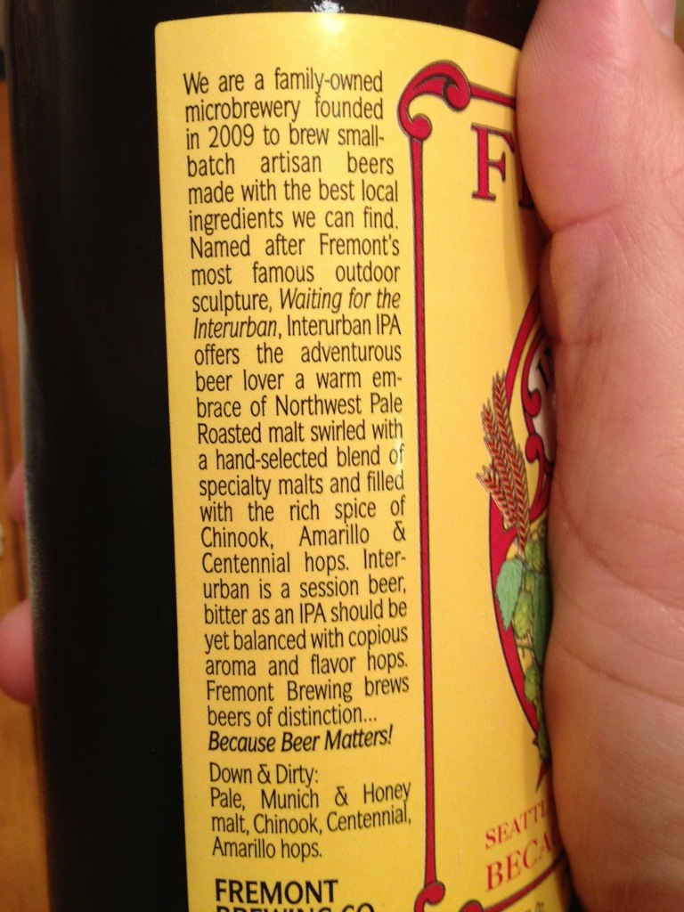 Fremont Brewing - Interurban IPA Fremont Brewing - Interurban IPA